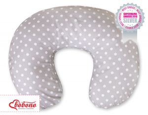Feeding pillow- Hanging hearts white dots on grey